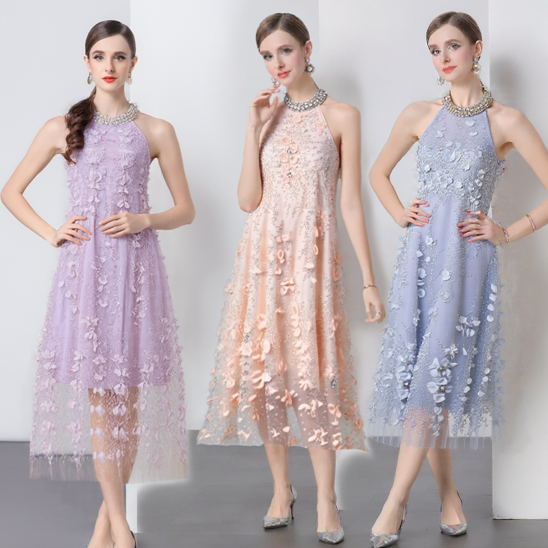 Glitter ladies formal dress halter dress for women