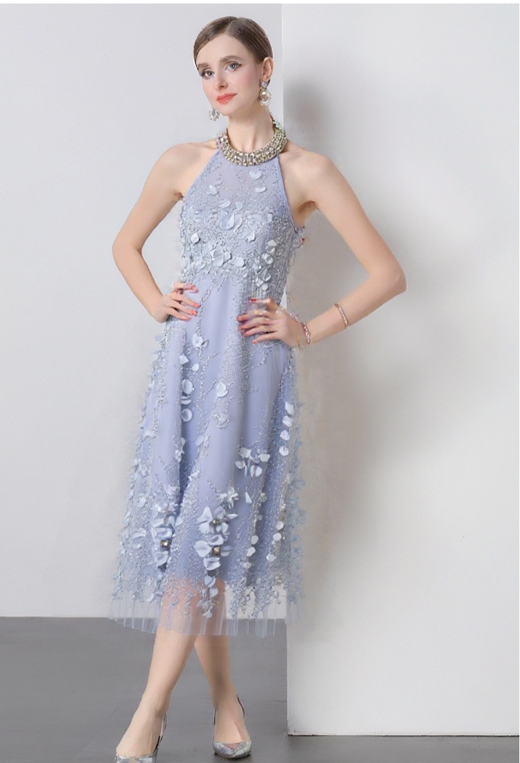 Glitter ladies formal dress halter dress for women