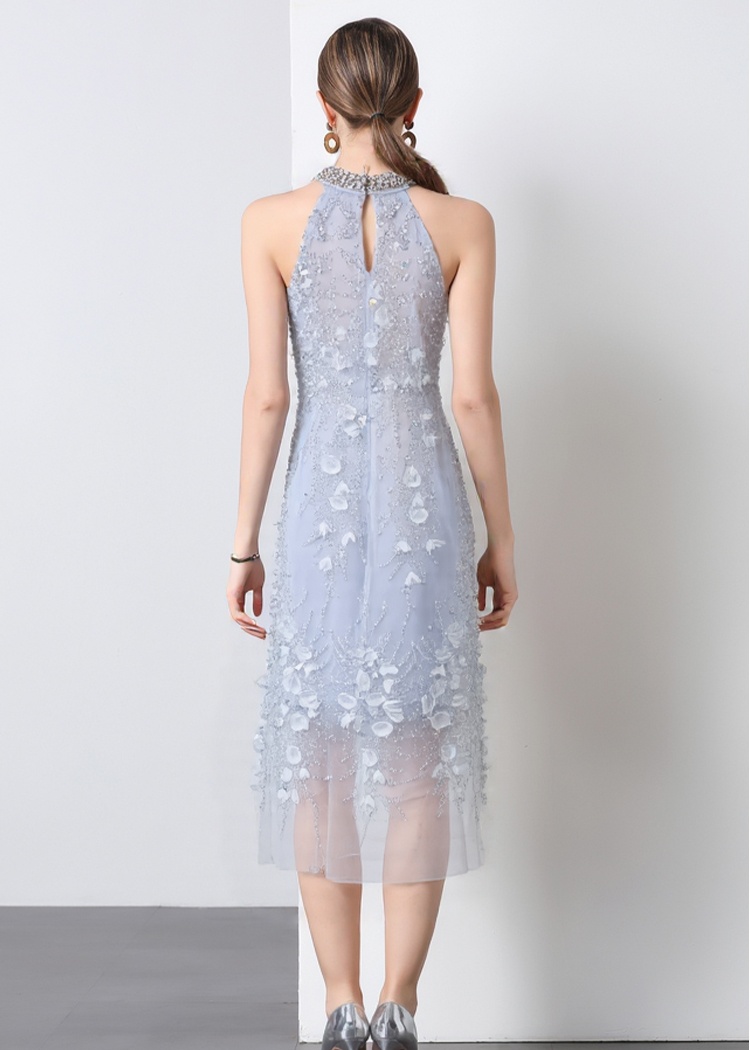 Glitter ladies formal dress halter dress for women
