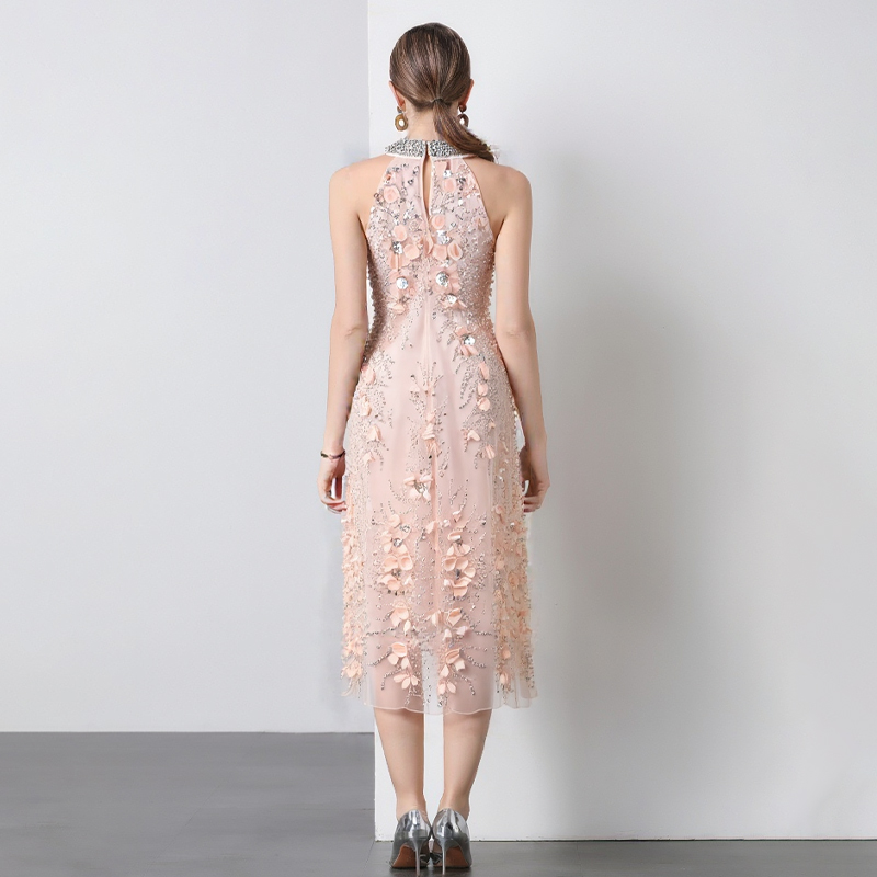 Glitter ladies formal dress halter dress for women
