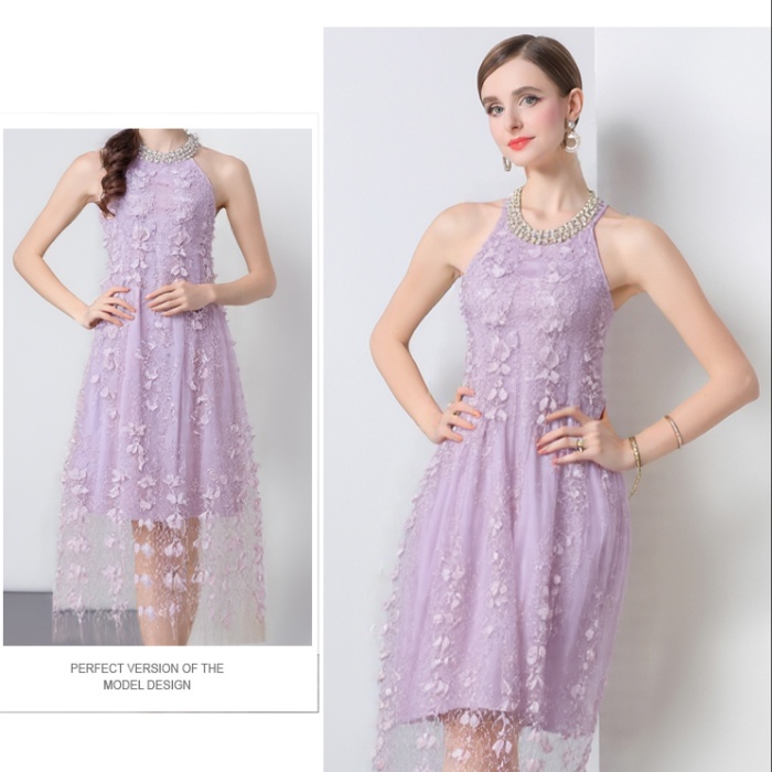 Glitter ladies formal dress halter dress for women