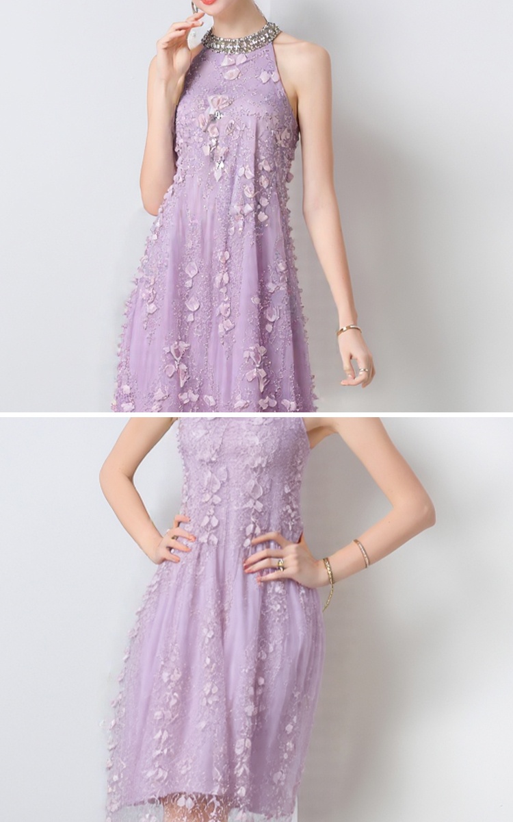 Glitter ladies formal dress halter dress for women