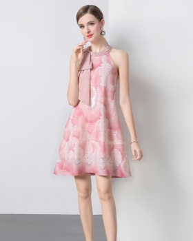 Beading halter sequins unique blooming lady dress for women