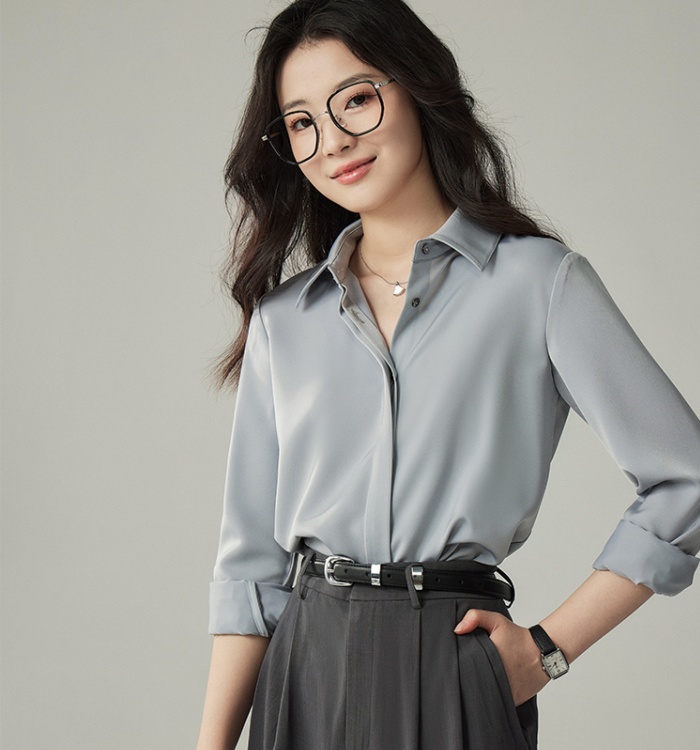 Cherry long sleeve tops autumn profession shirt for women