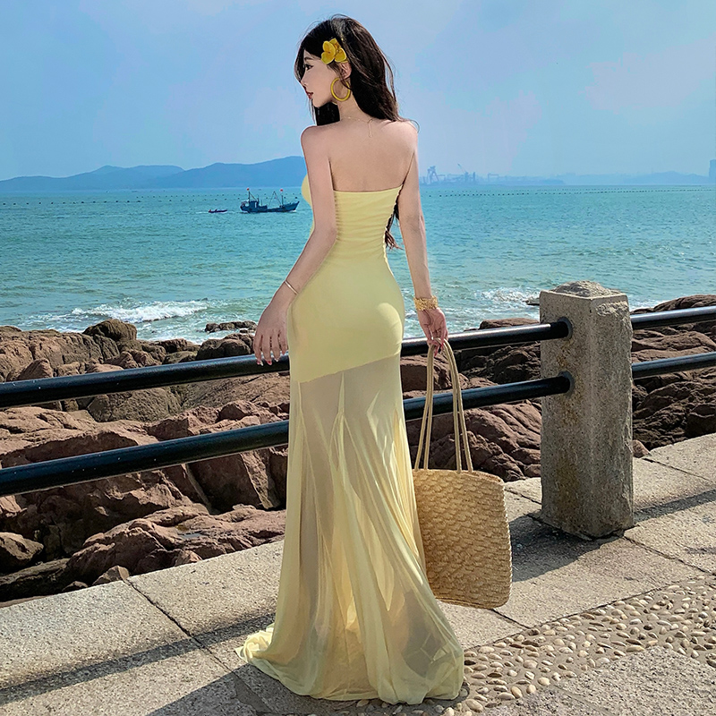 Gauze vacation dress package hip long dress for women