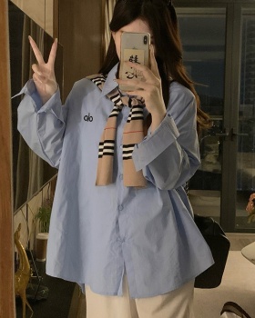 Embroidery loose shirt long sleeve pure cotton coat for women