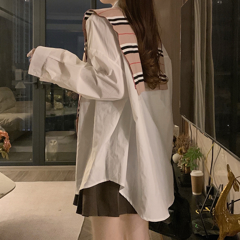 Embroidery loose shirt long sleeve pure cotton coat for women