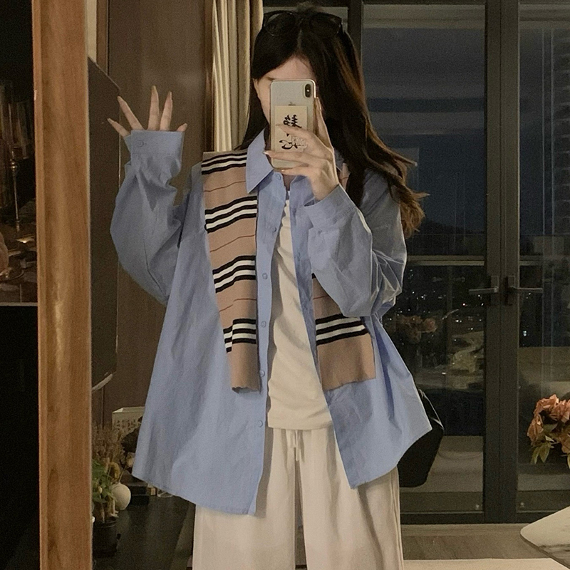 Embroidery loose shirt long sleeve pure cotton coat for women