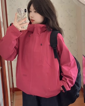 Autumn coat rose-red technical jacket
