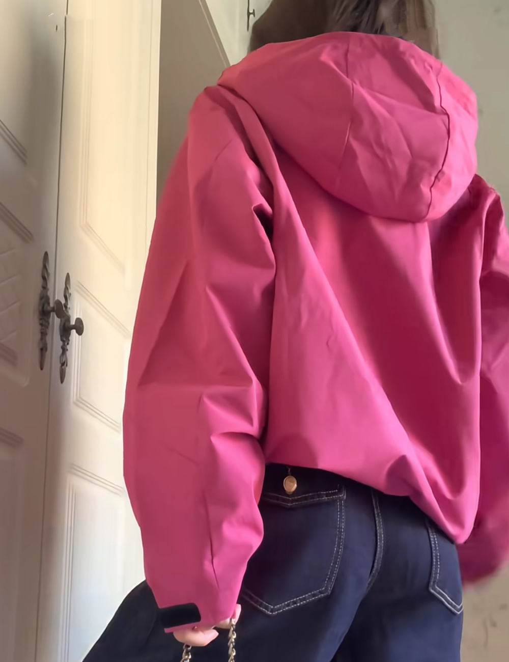 Autumn coat rose-red technical jacket