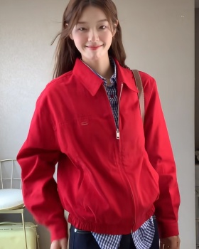 Red autumn jacket classic spring coat for women