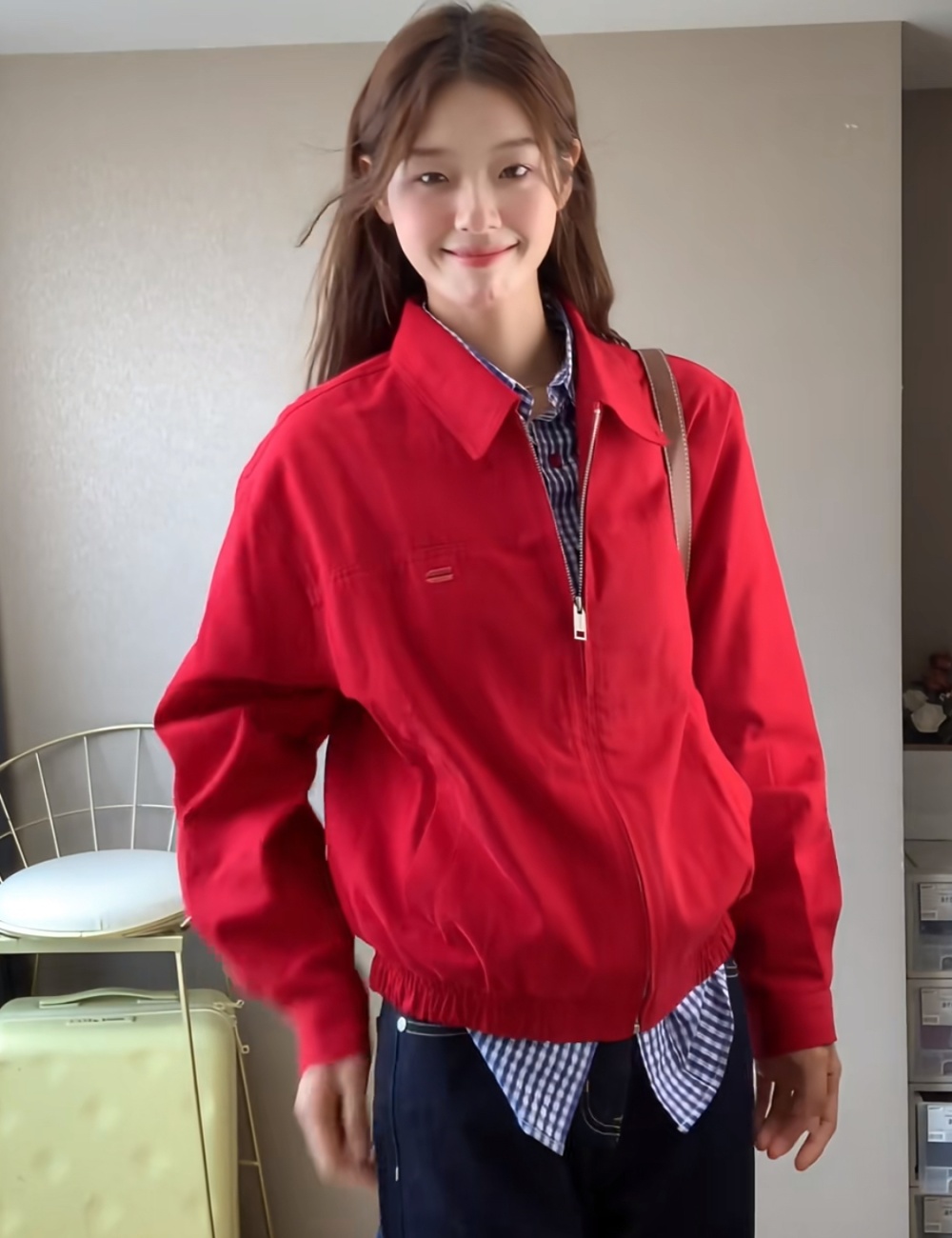 Red autumn jacket classic spring coat for women