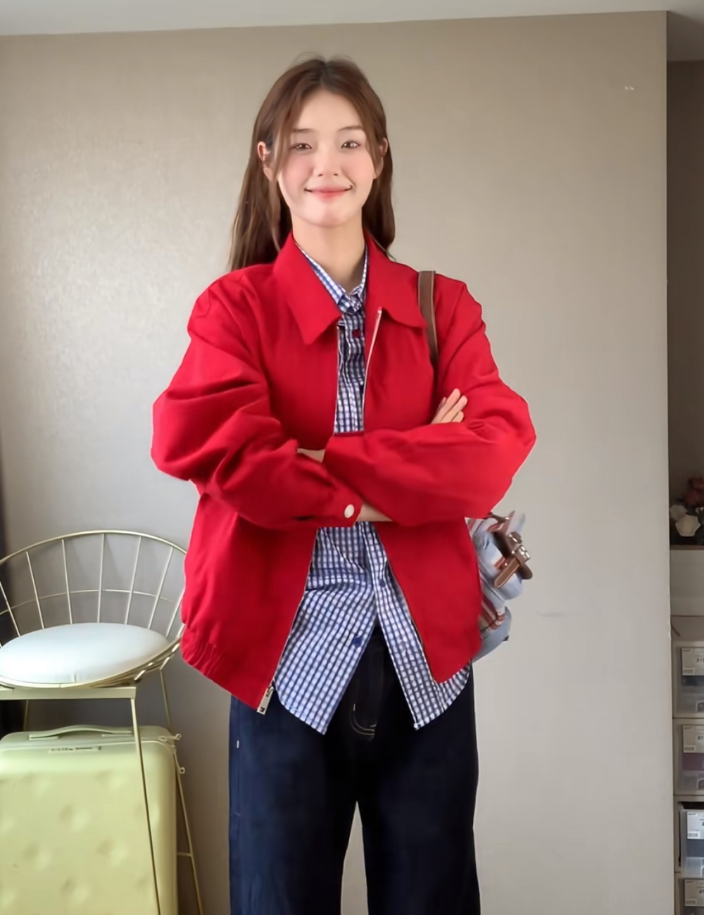 Red autumn jacket classic spring coat for women