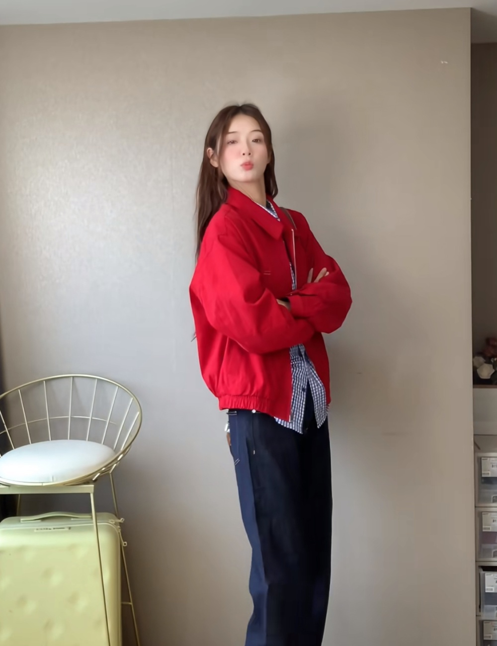 Red autumn jacket classic spring coat for women