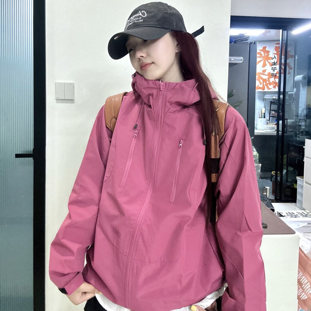 Outdoor sports windproof jacket hooded technical jacket for women