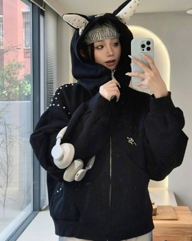 Couples rivet autumn hoodie hooded splice niche coat