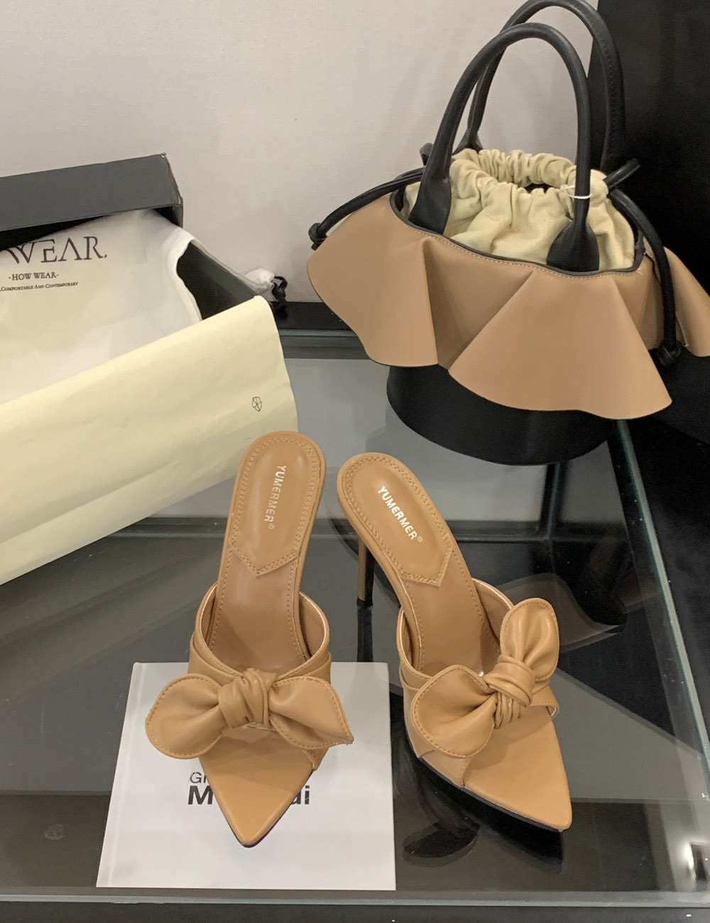 Large yard high-heeled summer butterfly slippers for women