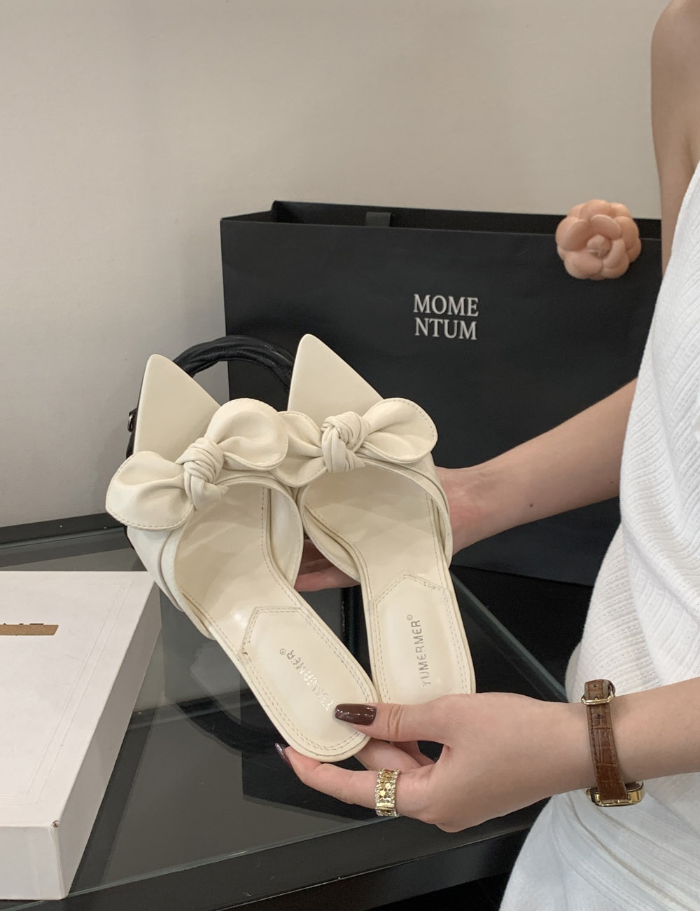 Large yard high-heeled summer butterfly slippers for women