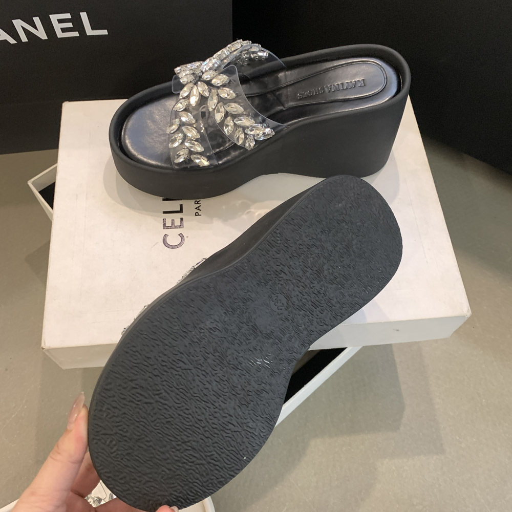 All-match wears outside fashion rhinestone slippers for women