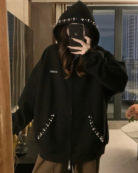 Autumn embroidery hoodie Casual cardigan for women