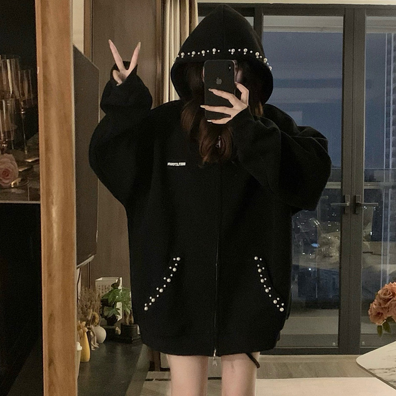 Autumn embroidery hoodie Casual cardigan for women