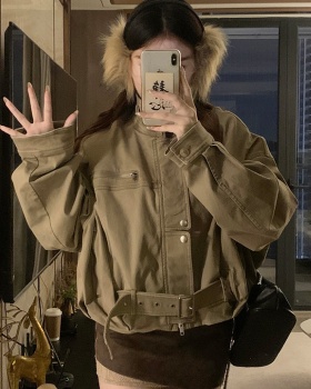 Short autumn loose jacket retro locomotive work clothing