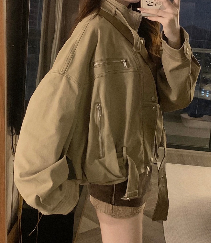 Short autumn loose jacket retro locomotive work clothing