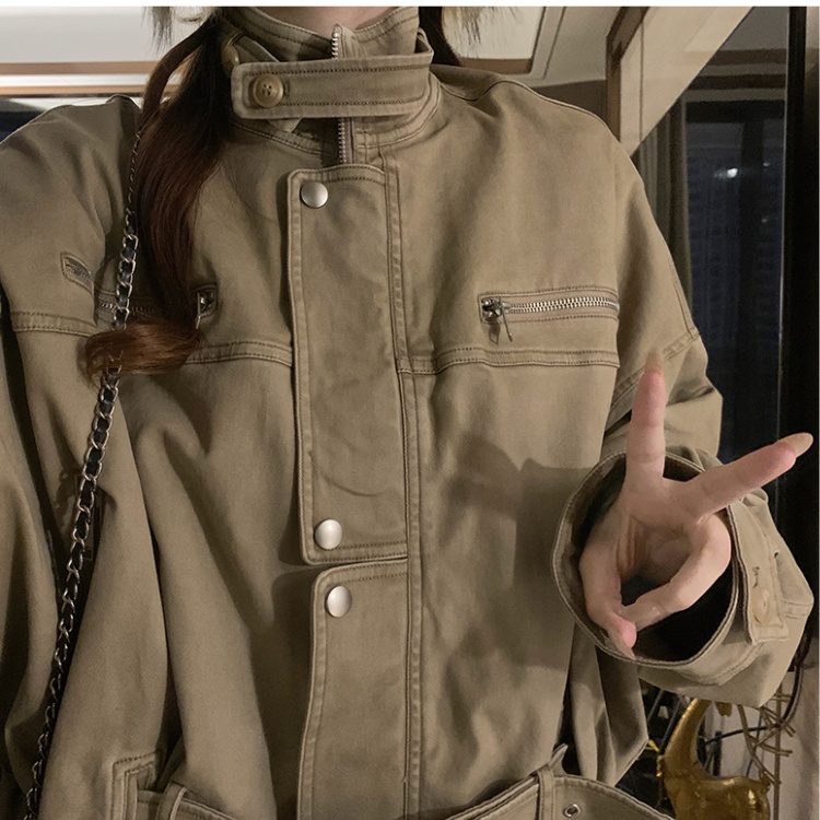Short autumn loose jacket retro locomotive work clothing