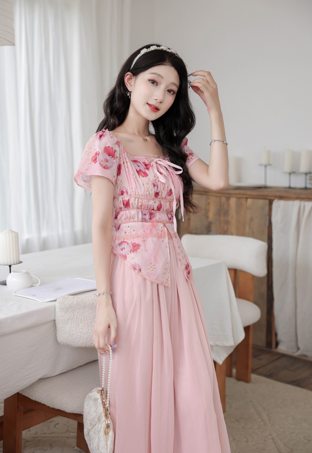 France style maiden skirt drawstring tops 2pcs set for women
