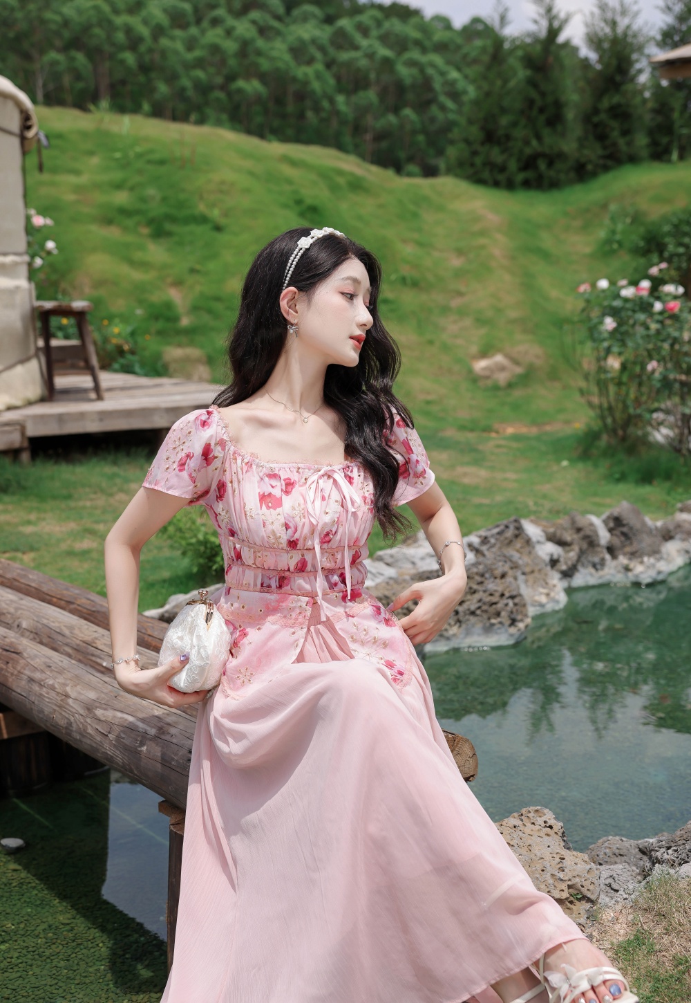 France style maiden skirt drawstring tops 2pcs set for women