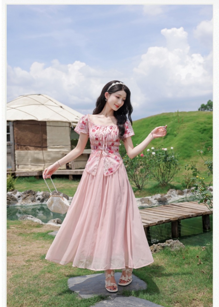 France style maiden skirt drawstring tops 2pcs set for women