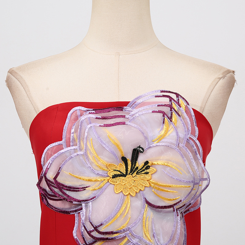 Wrapped chest fashion long dress ladies flowers dress for women