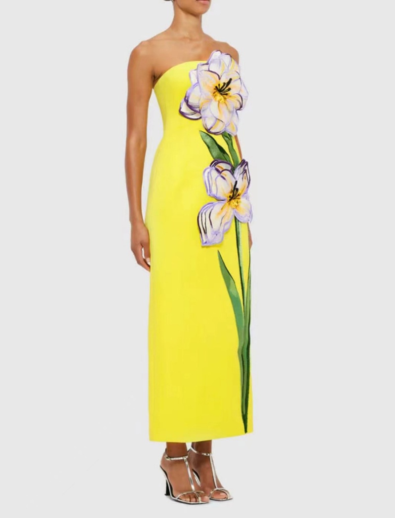 Wrapped chest fashion long dress ladies flowers dress for women