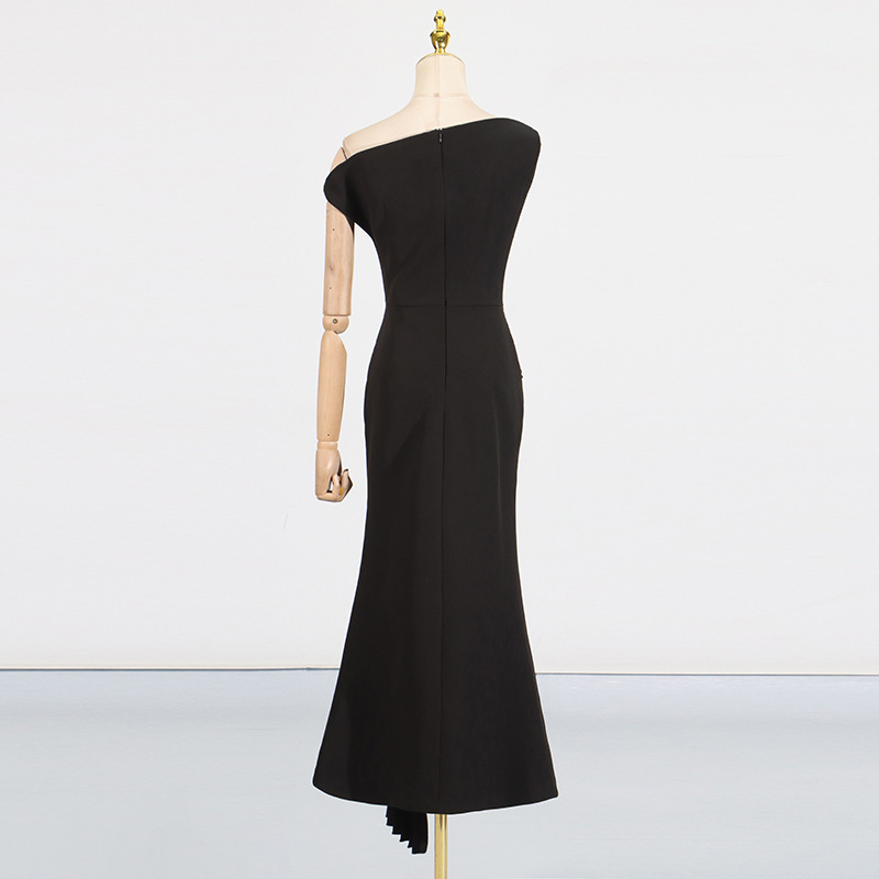 Temperament ladies fold dress slim white summer evening dress