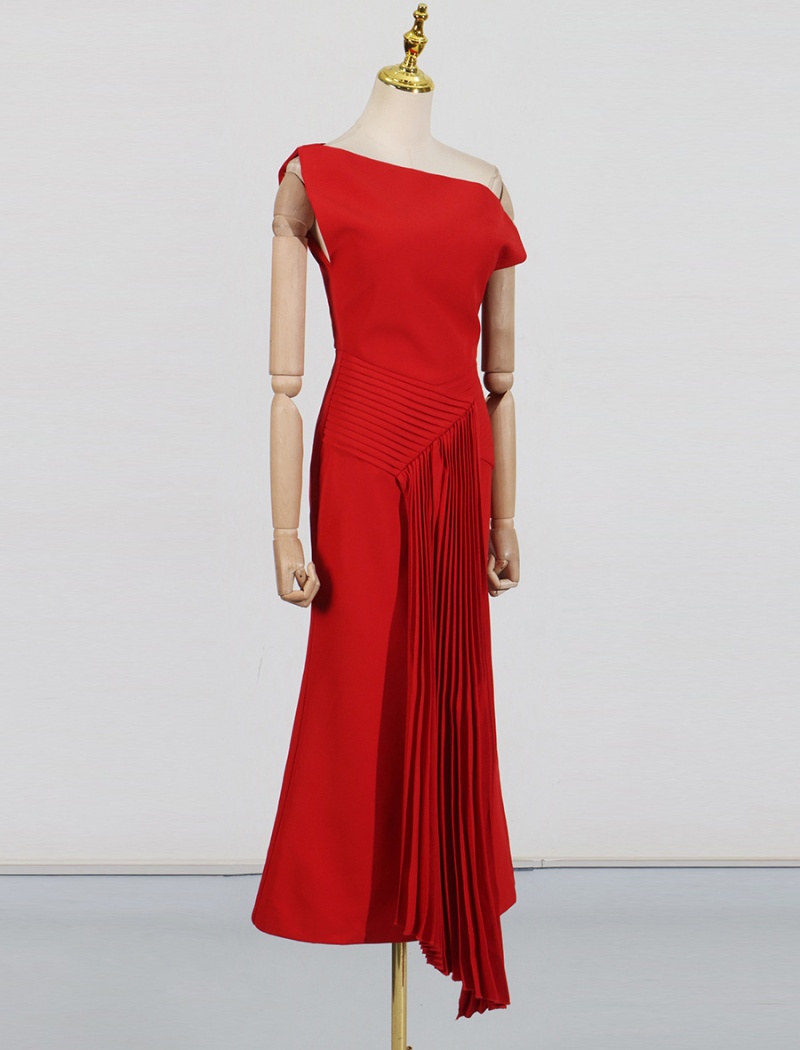 Temperament ladies fold dress slim white summer evening dress