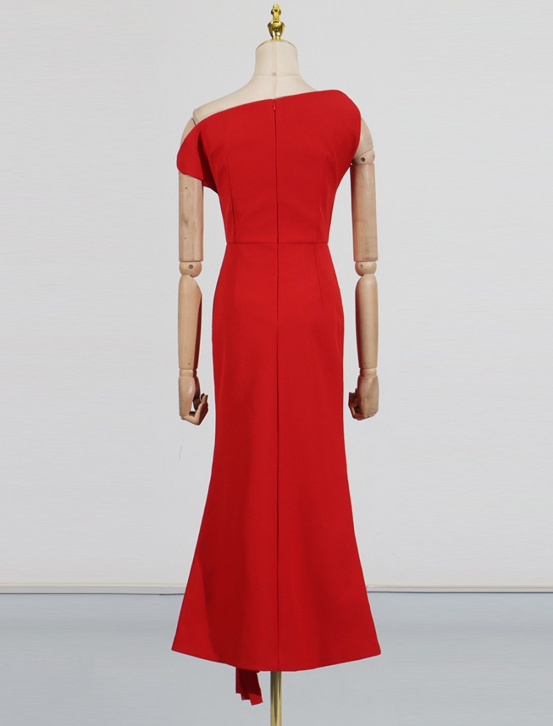 Temperament ladies fold dress slim white summer evening dress
