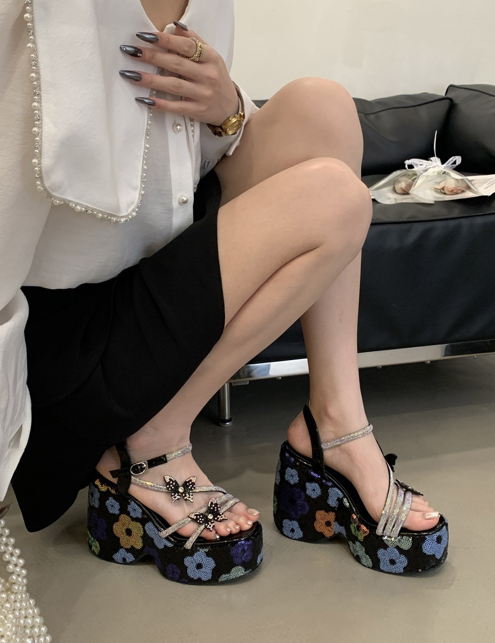 Open toe high-heeled slipsole fashion sandals