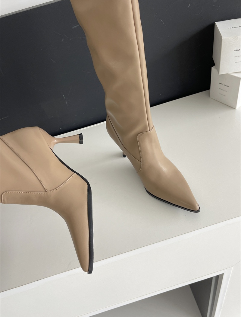 Fine-root pointed boots slim thigh boots
