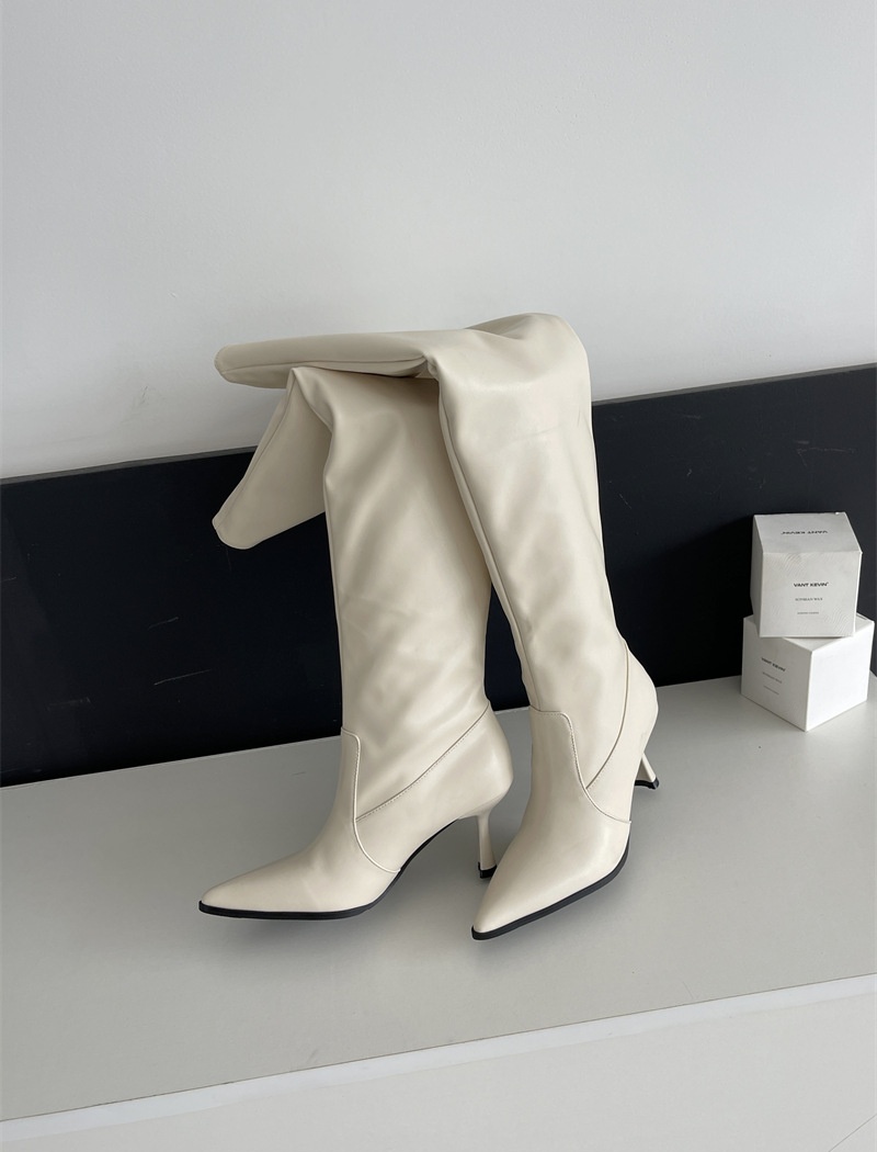 Fine-root pointed boots slim thigh boots