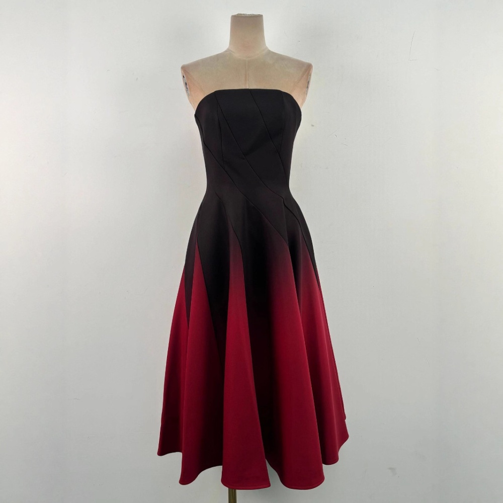 Pinched waist slim dress gradient wrapped chest long dress
