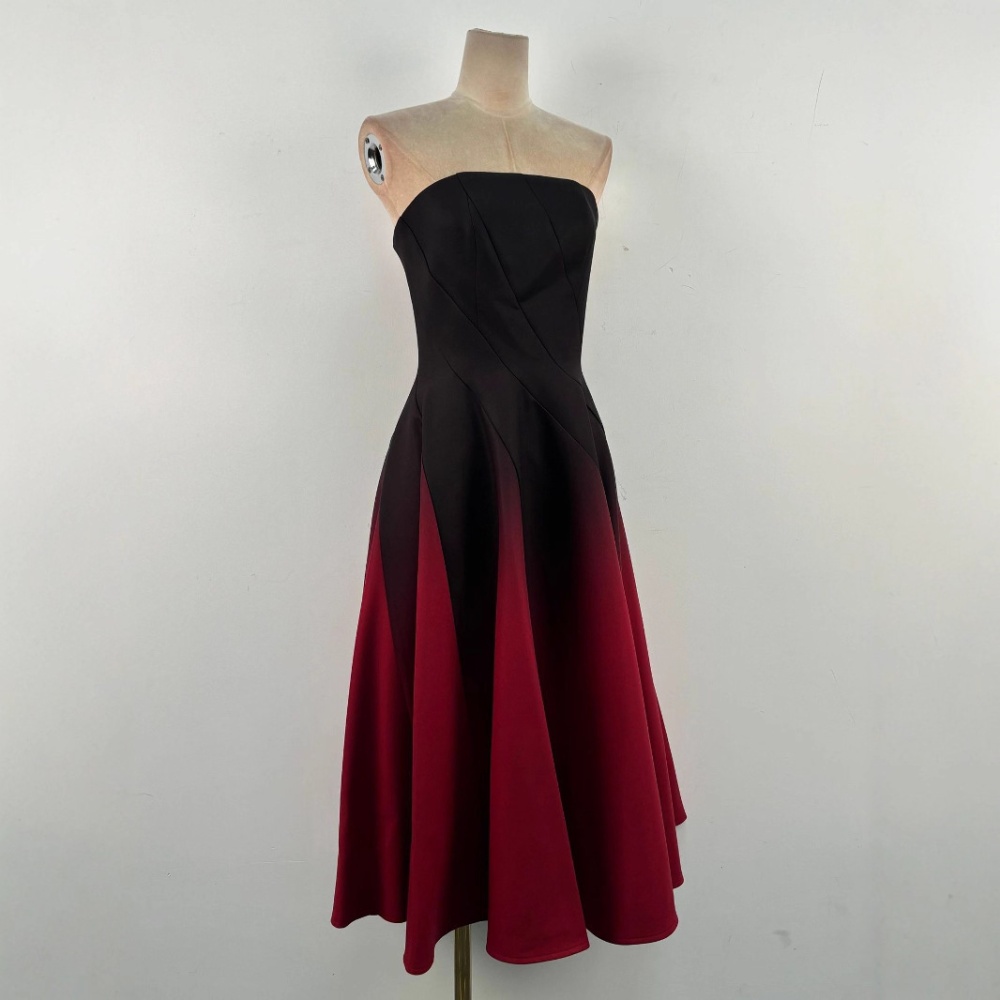 Pinched waist slim dress gradient wrapped chest long dress