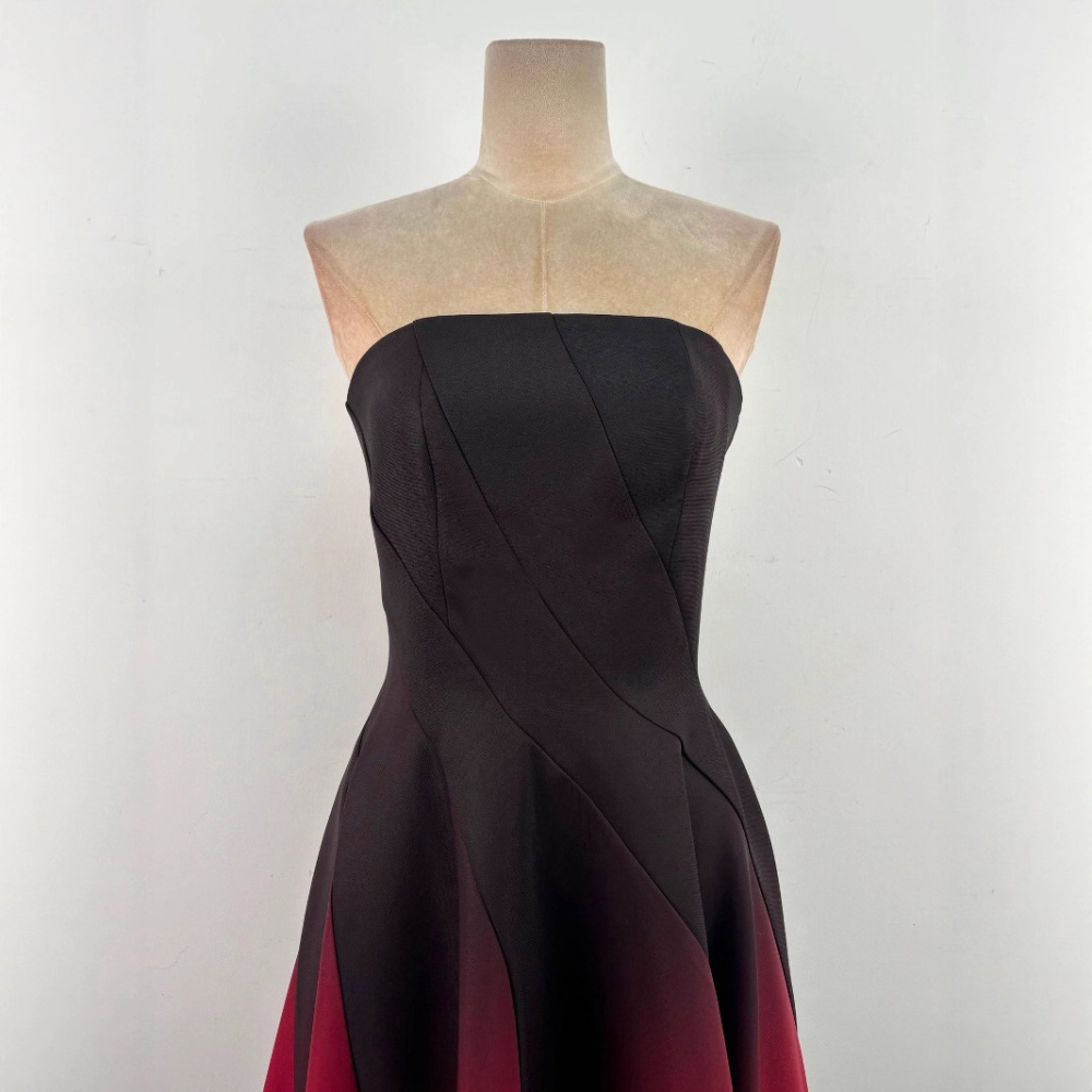 Pinched waist slim dress gradient wrapped chest long dress