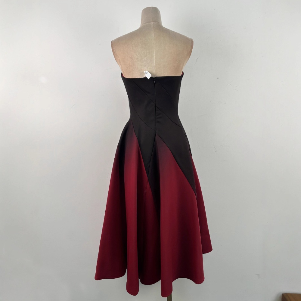 Pinched waist slim dress gradient wrapped chest long dress