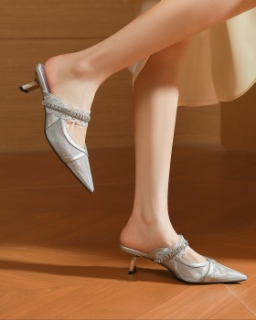 Gauze high-heeled shoes thick shoes for women