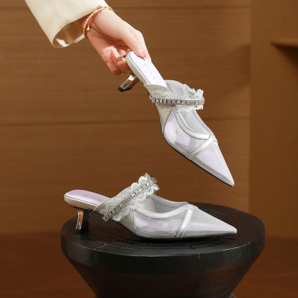 Gauze high-heeled shoes thick shoes for women