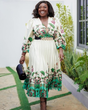 Large yard temperament printing European style dress