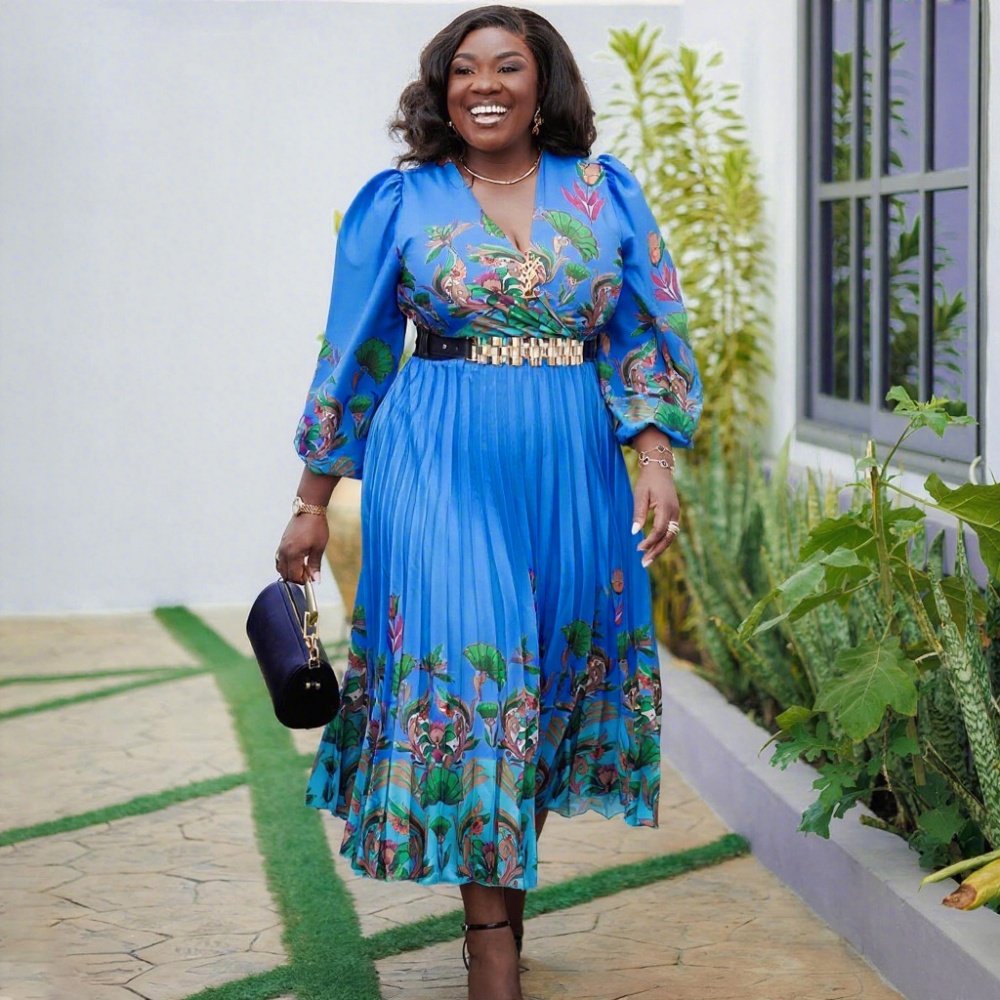 Large yard temperament printing European style dress