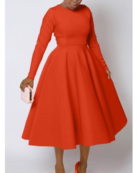Autumn and winter pure long sleeve elegant dress