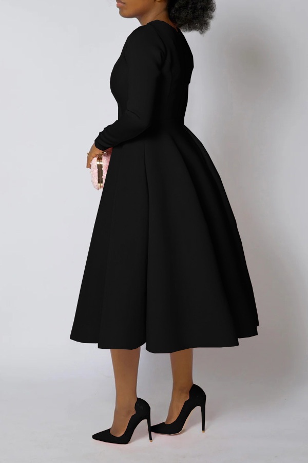 Autumn and winter pure long sleeve elegant dress