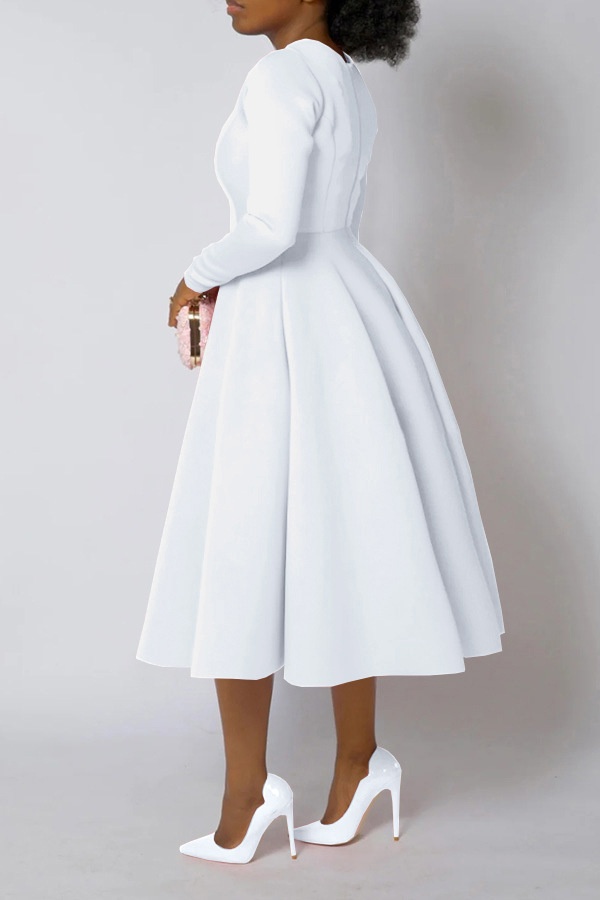 Autumn and winter pure long sleeve elegant dress